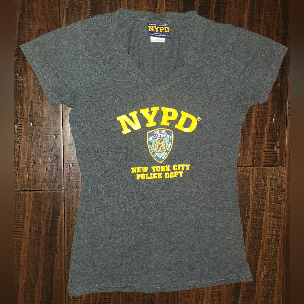 NYPD Officially Liscensed Short Sleeve Grey Vneck Tee sz XL